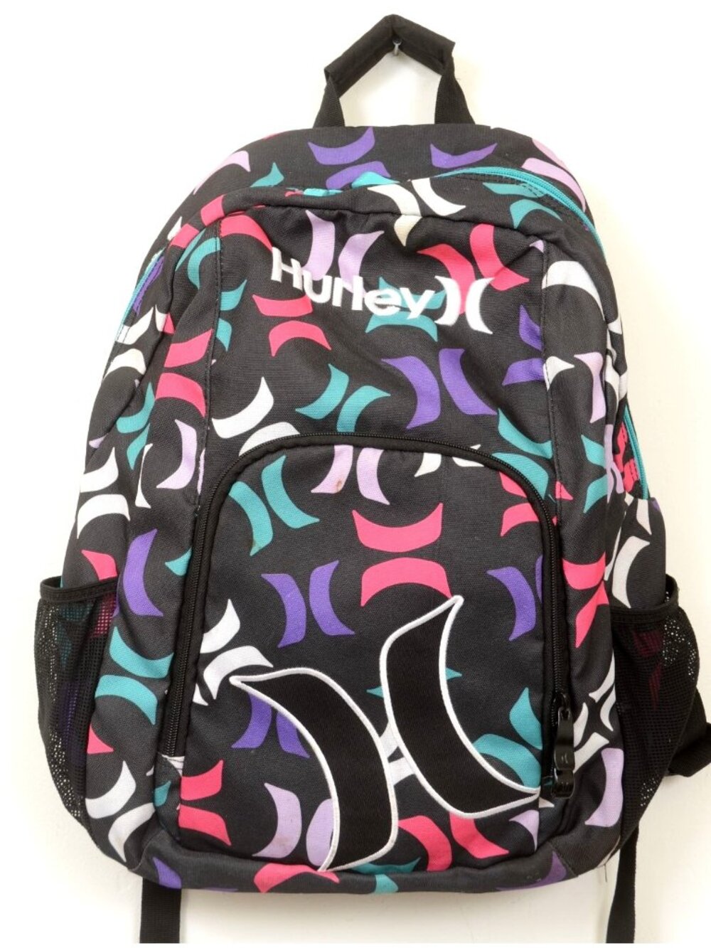 Hurley Colorful Backpack Book‎ Bag Black Multi-Color Logo/Graphic Daypack